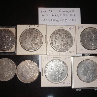 8 morgan silver dollars