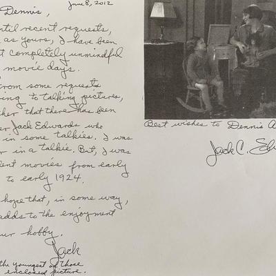 Jack C Edwards signed photocopied letter