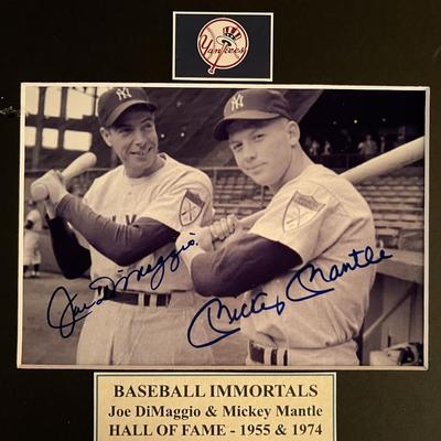 Joe Dimaggio and Mickey mantle signed photo