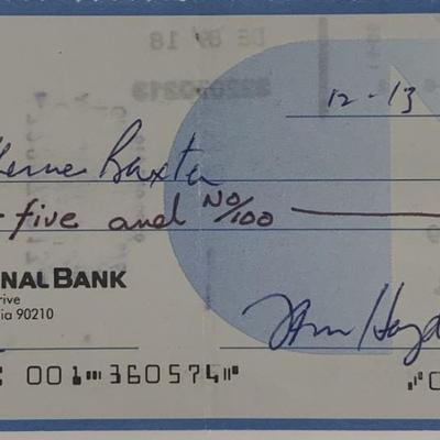 Tom Hayden signed check