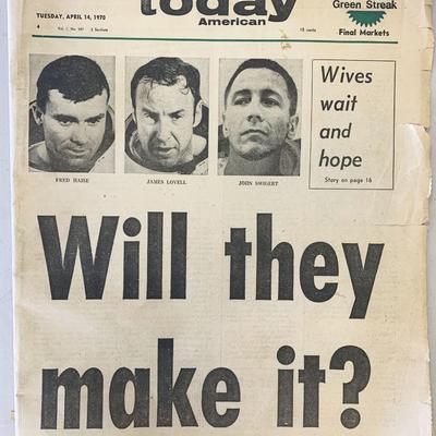 Chicago American Today Original 1970 Vintage Newspaper - Apollo 13
