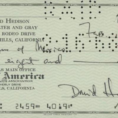 David Hedison signed check