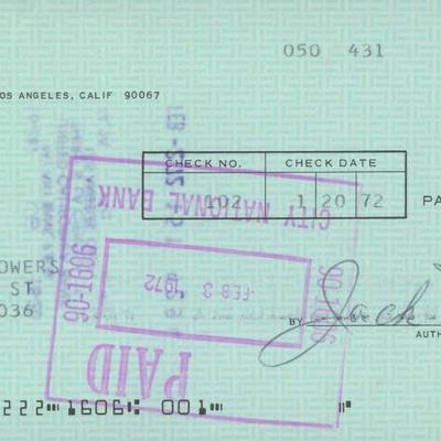 Jack Donohue signed check