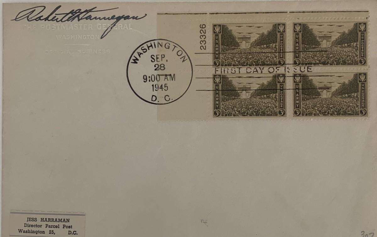 Robert Hannegan signed first day cover