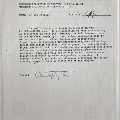 Christopher Lee Signed Release. GFA Authenticated