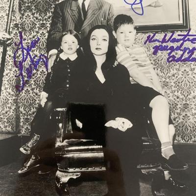 The Addams Family cast signed photo. GFA Authenticated