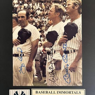 Yogi Berra, Whitey Ford and Mickey Mantle signed photo