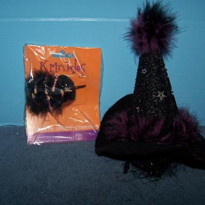 LOT 30 GORGEOUS W KLESTI BEADED WITCH HAT BAG/PURSE & KRINKLES PIN
