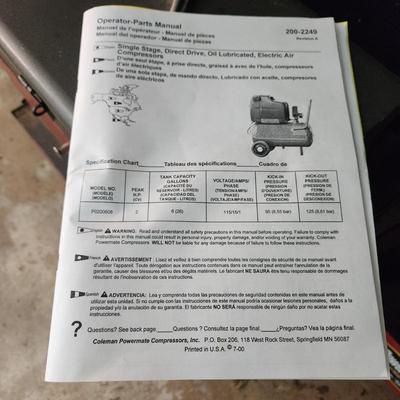Coleman Powermate Direct Drive Air Compressor Tested Working