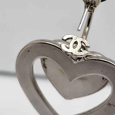 Chanel-Style Double Heart Pierced Earrings