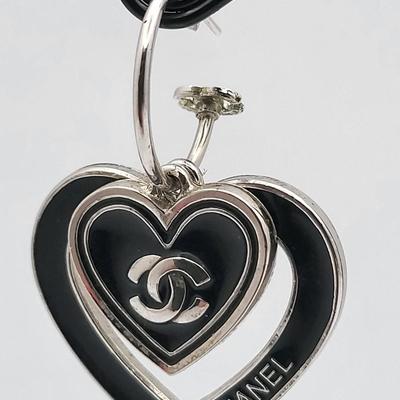 Chanel-Style Double Heart Pierced Earrings