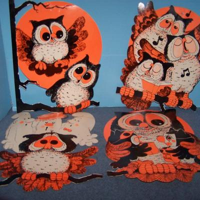 LOT 48 GREAT HALLOWEEN OWLS PAPER/CARDBOARD DECOR