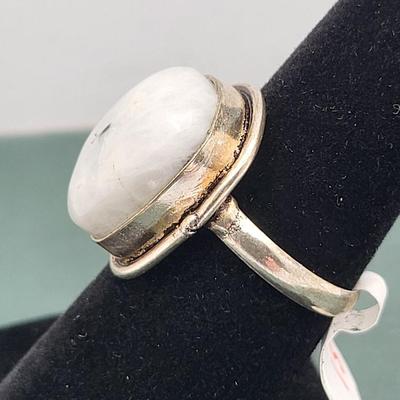 Three Rings In Silver - Amber, Labradorite & Rainbow Moonstone
