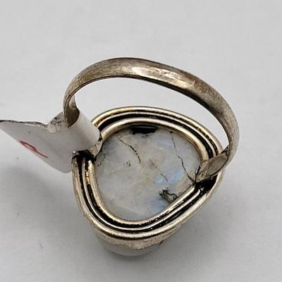 Three Rings In Silver - Amber, Labradorite & Rainbow Moonstone