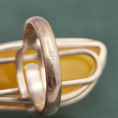 Three Rings In Silver - Amber, Labradorite & Rainbow Moonstone
