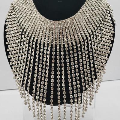Amazing Bling Cascading Rhinestone Choker Necklace
