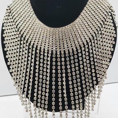 Amazing Bling Cascading Rhinestone Choker Necklace
