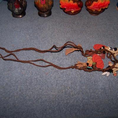 LOT 59 GREAT VINTAGE GURLEY THANKSGIVING CANDLES plus WOODEN NECKLACE