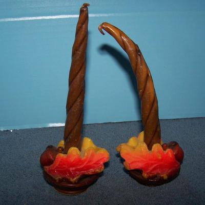LOT 59 GREAT VINTAGE GURLEY THANKSGIVING CANDLES plus WOODEN NECKLACE