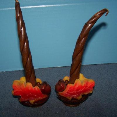 LOT 59 GREAT VINTAGE GURLEY THANKSGIVING CANDLES plus WOODEN NECKLACE