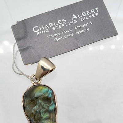 Charles Albert Labradorite Stone Skull Pendant