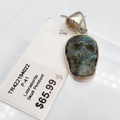 Charles Albert Labradorite Stone Skull Pendant