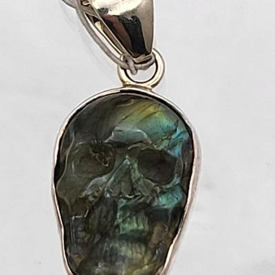 Charles Albert Labradorite Stone Skull Pendant