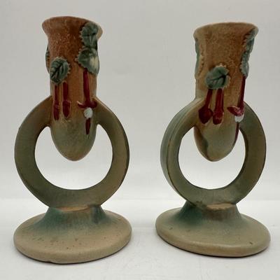 Roseville Pottery Candle Holders