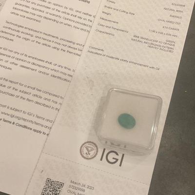 4.74 Carat Natural Emerald IGI Certified