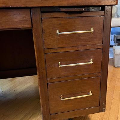Vintage MCM Solid Wood Desk