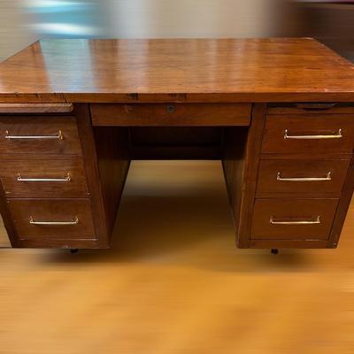 Vintage MCM Solid Wood Desk
