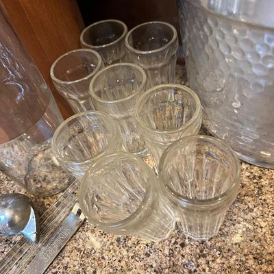 Vintage Barware Lot - Beer Trays, MCM Teak Ice Bucket, MCM Walnut Tray