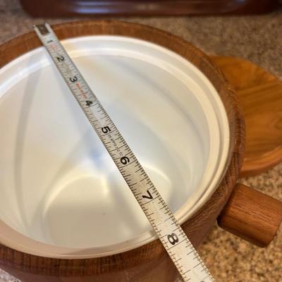Vintage Barware Lot - Beer Trays, MCM Teak Ice Bucket, MCM Walnut Tray