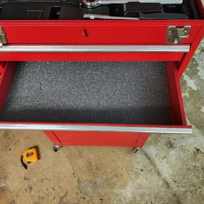Red Tool Cabinet Chest on Wheels with Socket set