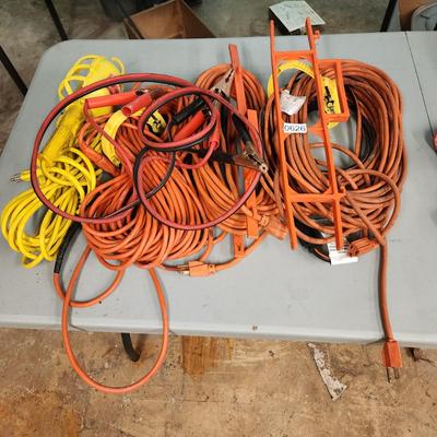 Lot of Extension Cords, Shop light, Jumper Cables