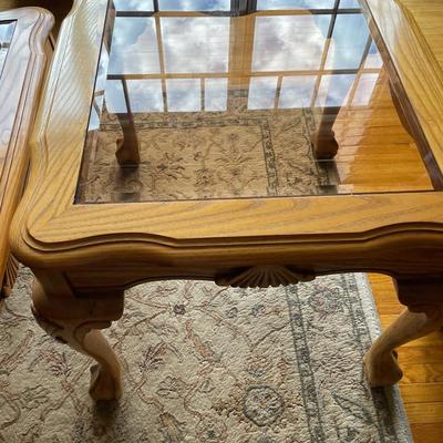 Glass top with wood tables