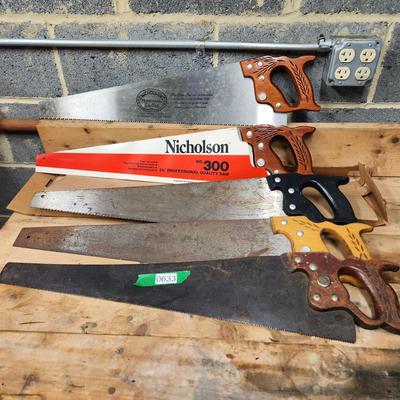Hand Saw Lot Nicholson No. 300 8 pts. 5 1/2 pts and others