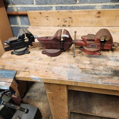 lot of 3 Bench Vises Parker, Dunlap, 1 Japan