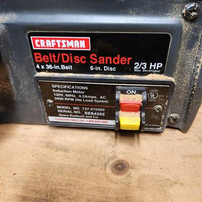 Craftsman Belt & Disc Sander 4x36 belt 6" Disc Tested Working w Manual