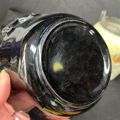 Lot 159 Black Glass & Bristol Biscuit Barrel