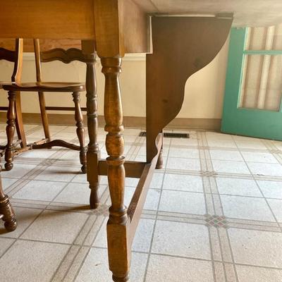 Vintage Hardwood Drop Leaf Table with 3 Leaves