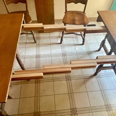 Vintage Hardwood Drop Leaf Table with 3 Leaves