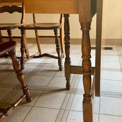 Vintage Hardwood Drop Leaf Table with 3 Leaves