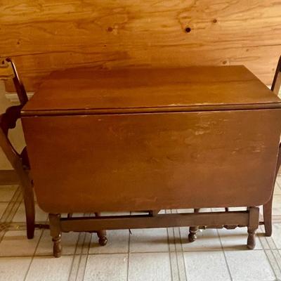 Vintage Hardwood Drop Leaf Table with 3 Leaves