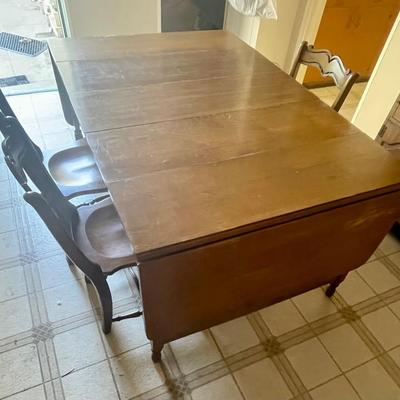 Vintage Hardwood Drop Leaf Table with 3 Leaves