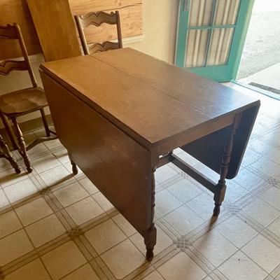 Vintage Hardwood Drop Leaf Table with 3 Leaves