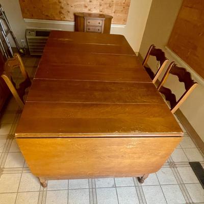 Vintage Hardwood Drop Leaf Table with 3 Leaves