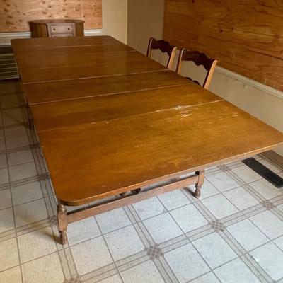 Vintage Hardwood Drop Leaf Table with 3 Leaves