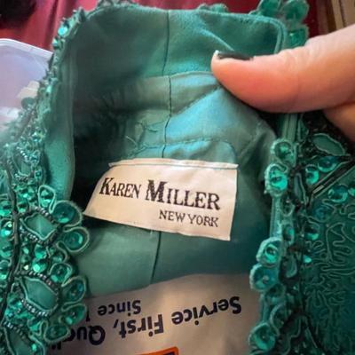 Karen Miller elegant long/side slit dress and Jacket