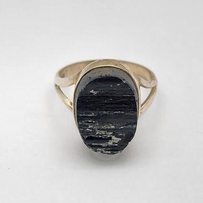 Natural Black Tourmaline Rough Pendant, Rings 925